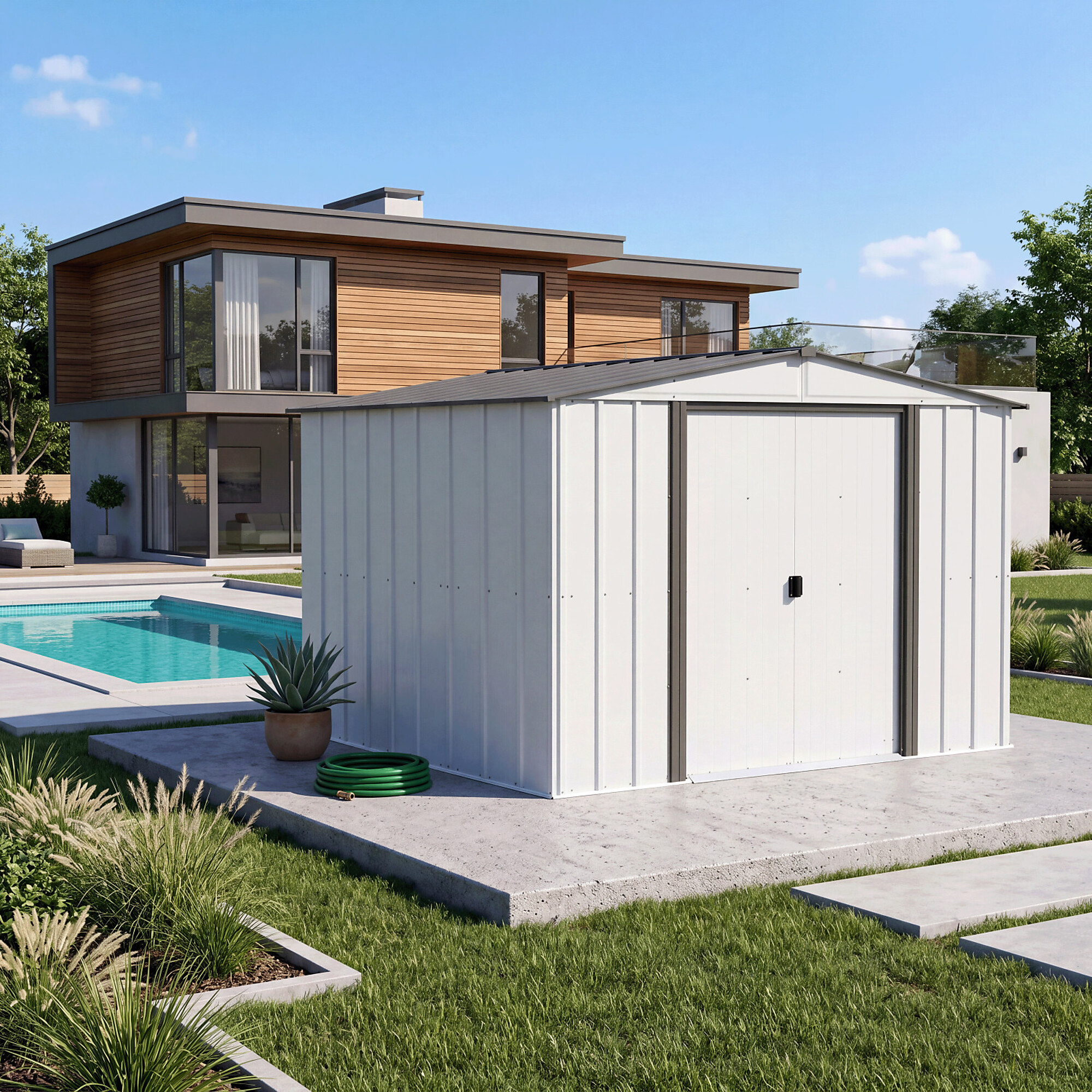 CLG108EGCC Arrow Classic 8 x 10 x 6 ft Eggshell Steel Storage Shed